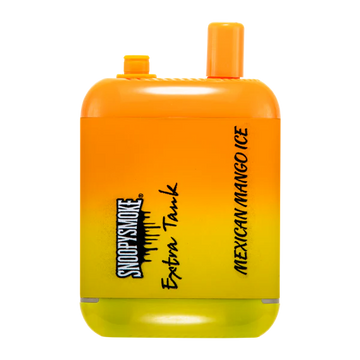 A close-up image of a colorful Mexican Mango Ice Snoopy Smoke Extra Tank Disposable product, perfect for cooling down on a hot day