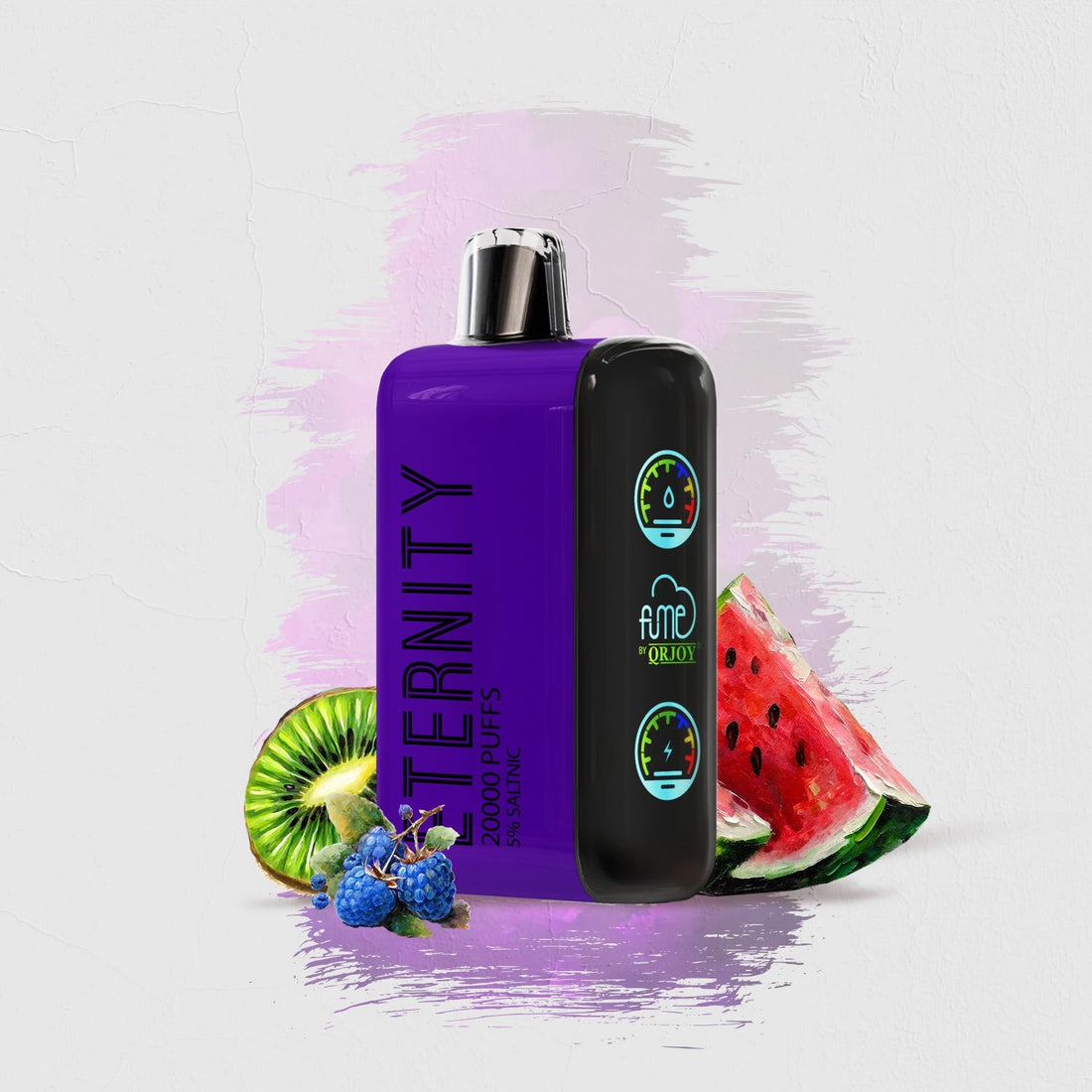 Colorful disposable FUME Vape Eternity with Blueberries Kiwi Watermelon flavor, 20K puffs