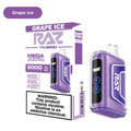 A close-up image of the Grape Ice RAZ TN9000 Disposable, a convenient and flavorful vape product for on-the-go use