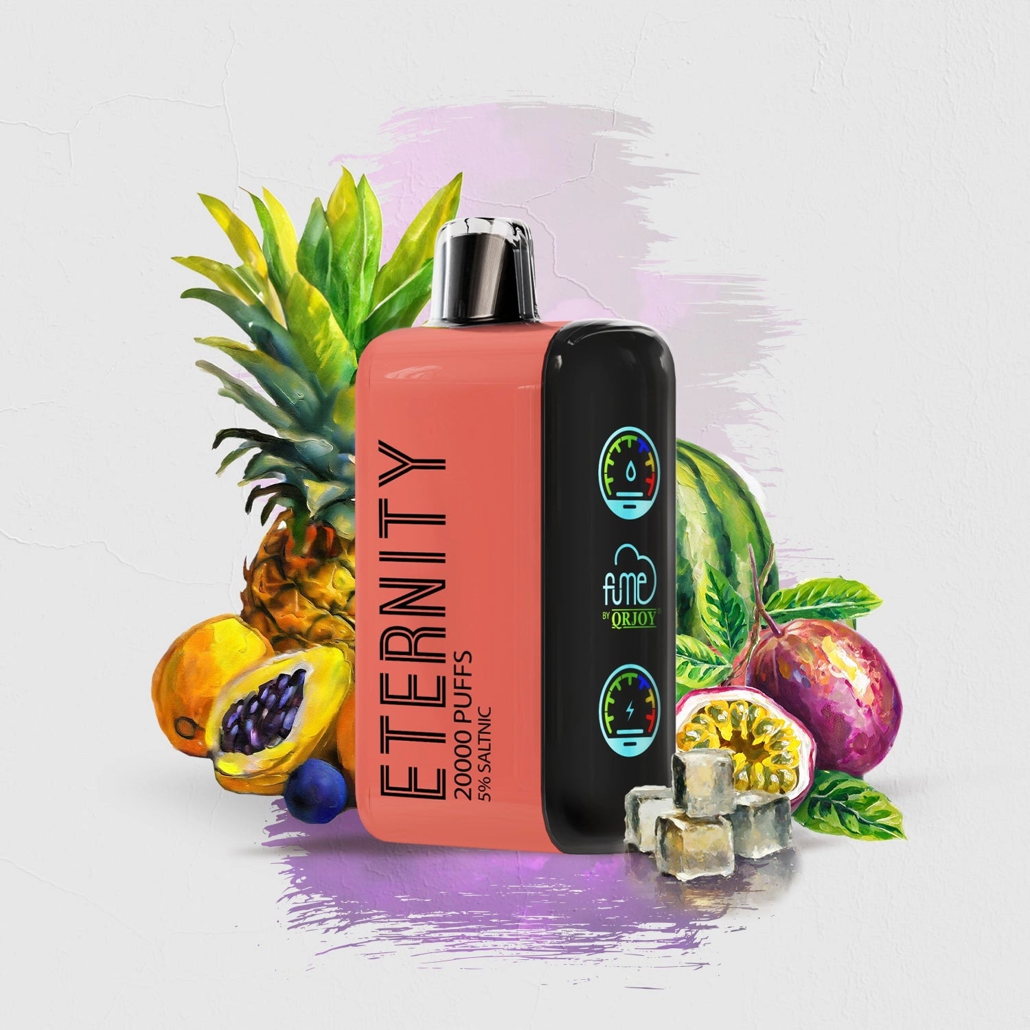 Shiny silver FUME Vape Eternity 20K Puffs product with sleek design and long-lasting battery life