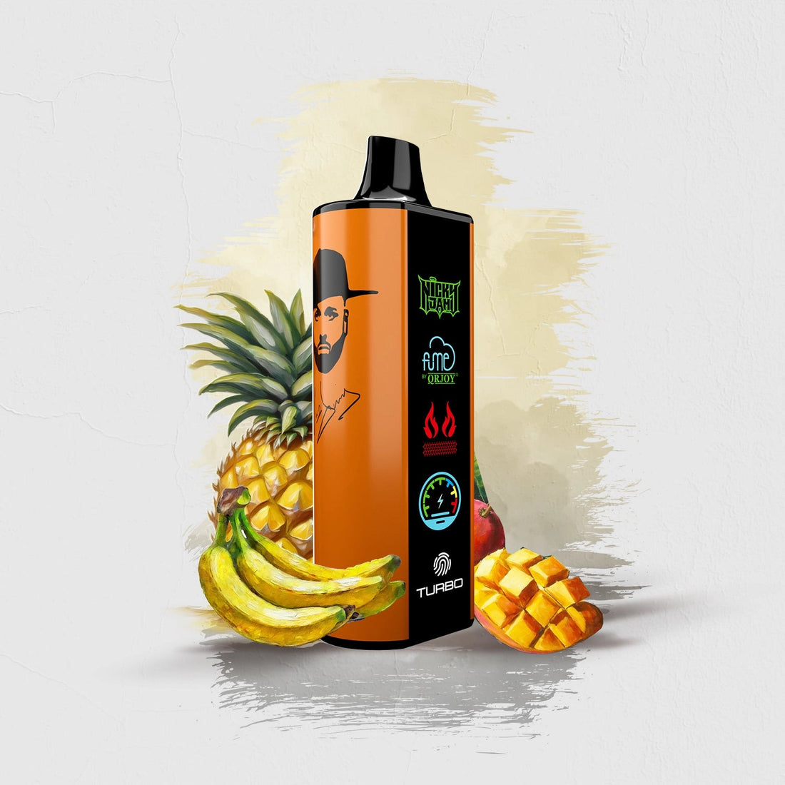 Yellow Amanecer flavor FUME Nicky Jam 15K Vape Disposable product with sleek design and convenient size for on-the-go vaping