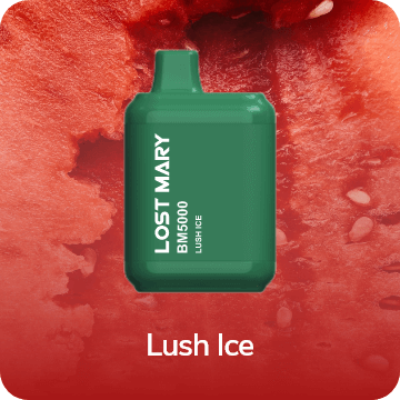 Close-up image of the Lush Ice Lost Mary BM5000, a high-quality vaping product with a sleek design and a refreshing icy flavor