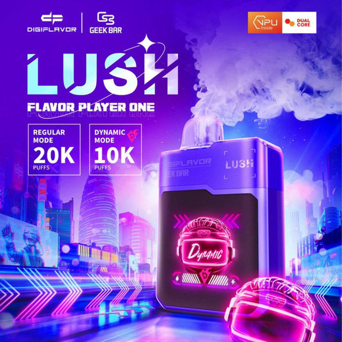 White Fusion Flavor Digiflavor Geek Bar lush 20K Disposable Vape with sleek design, 5% nicotine, and 575mAh battery capacity for a satisfying vaping experience