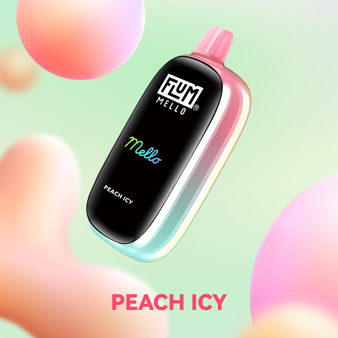 Delicious Peach Icy Flavor Flum Vape Mello with 20000 Puffs, the perfect vaping experience for fruit lovers