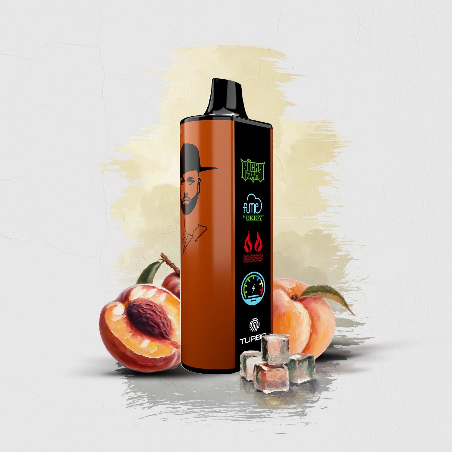 Juicy Peach flavored FUME Nicky Jam 15K Vape Disposable, a convenient and flavorful nicotine alternative for on-the-go vaping