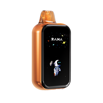 A sleek and stylish Peachy Taurus - Rama TL 16000 Vape in vibrant peach color with a smooth, ergonomic design for an enjoyable vaping experience