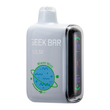 Close-up image of the Miami Mint Geek Bar Pulse Vape Flavor, a refreshing and minty e-liquid for vaping enthusiasts