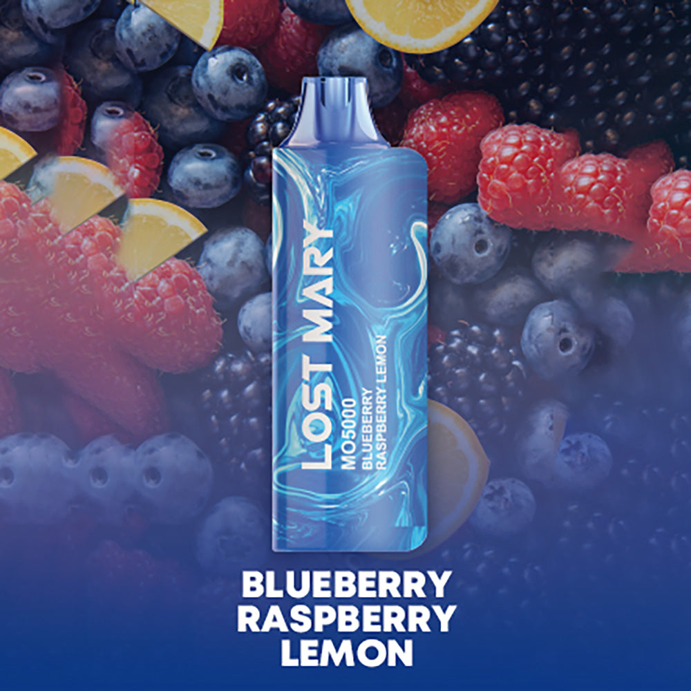 Vibrant image of Blueberry Raspberry Lemon Lost Mary MO5000 product on display