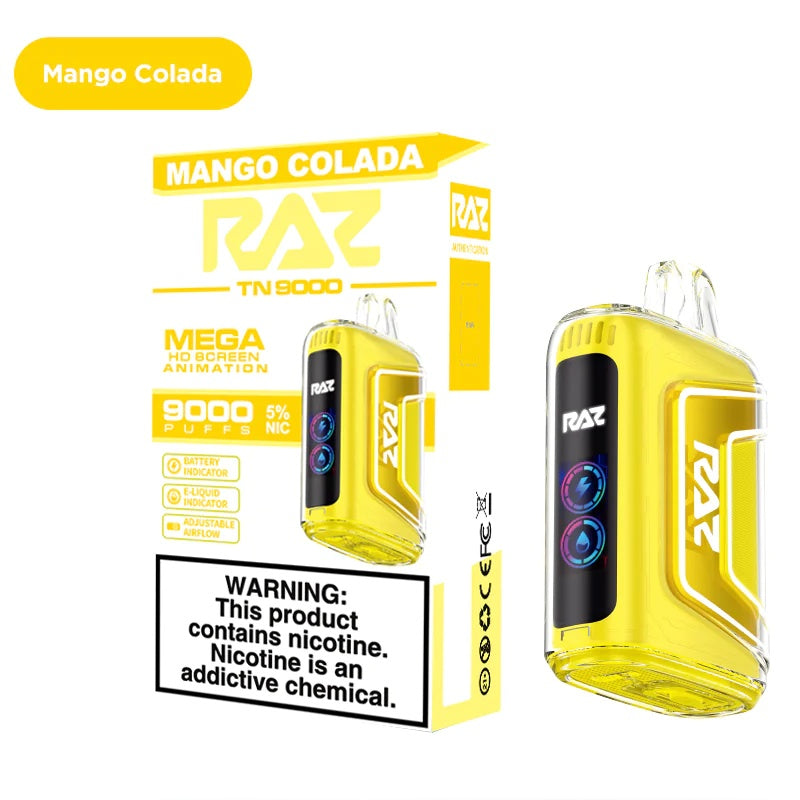 Compact and sleek design of Mango Colada RAZ TN9000 Disposable vape pen