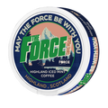 Person opening HIGHLAND ICED MINT COFFEE Flavor 50mg caffeine COFFEE POUCHES THE FORCE SENSE LABS to reveal individual pouches