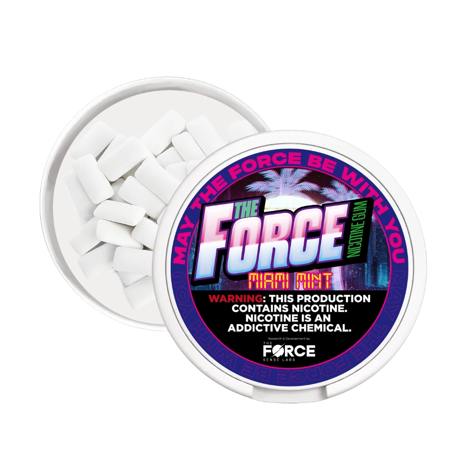 THE FORCE SENSE LABS Nicotine Gum product packaging with logo and description