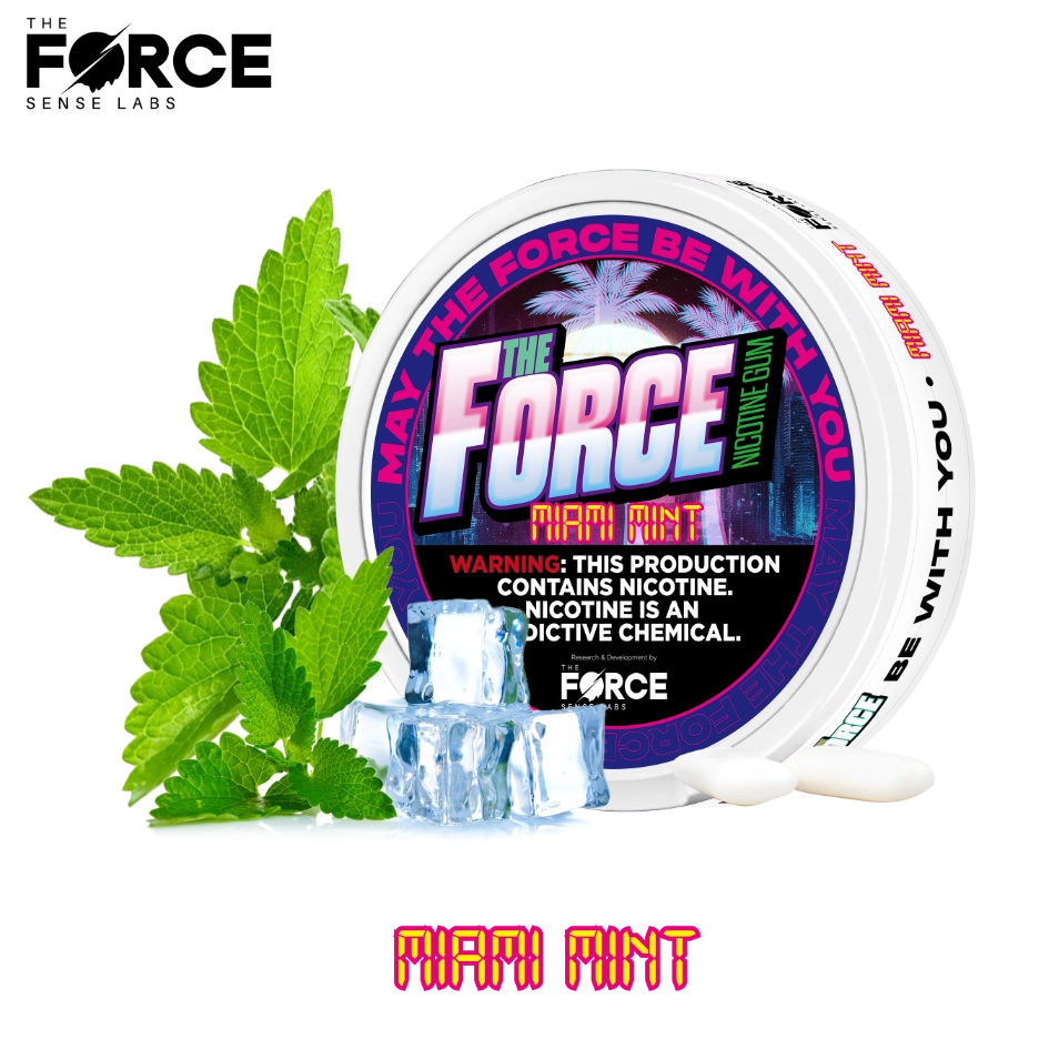 THE FORCE SENSE LABS Nicotine Gum product packaging with logo and description