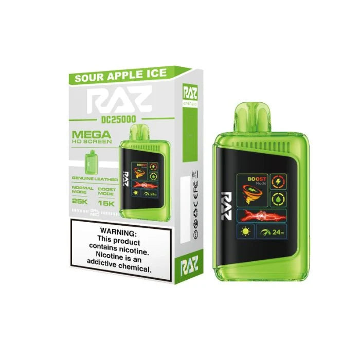 Sour Apple lce Flavor RAZ DC25000 Disposable Vape