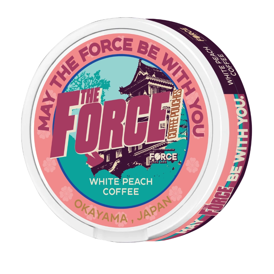  A refreshing cup of WHITE PEACH COFFEE Flavor 50mg caffeine COFFEE made with COFFEE POUCHES from THE FORCE SENSE LABS