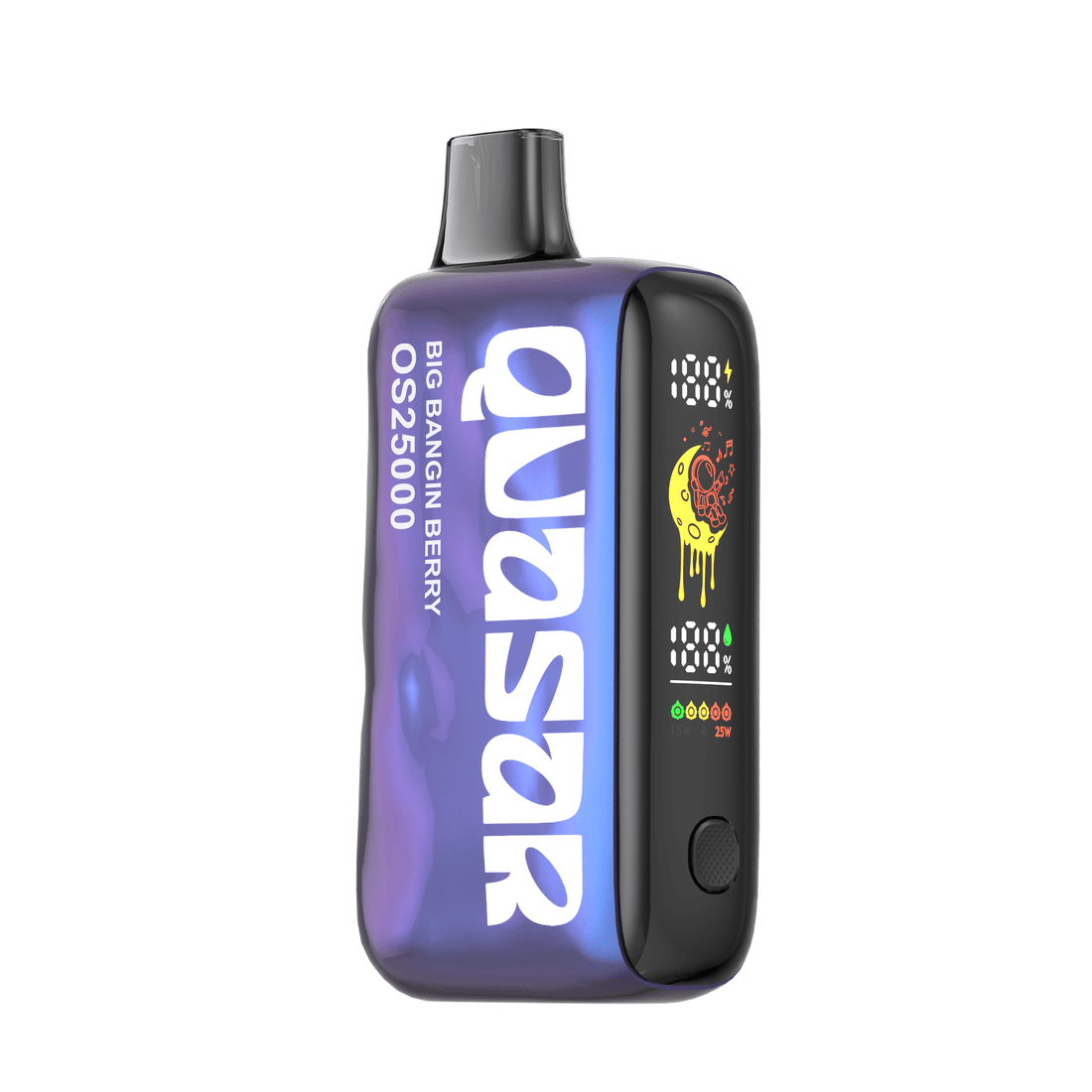 Close-up image of the Big Bangin Berry Flavor Lost Mary Vape Quasar OS25000 Disposable Vape with a sleek design and 25K puffs capacity for long-lasting vaping experience