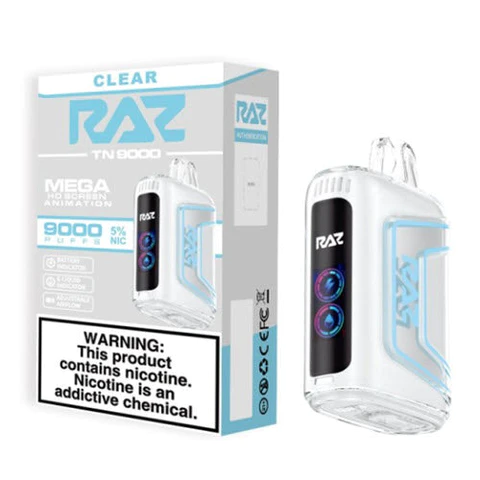 Clear (Mint) RAZ TN9000 Disposable Vape with sleek and modern design