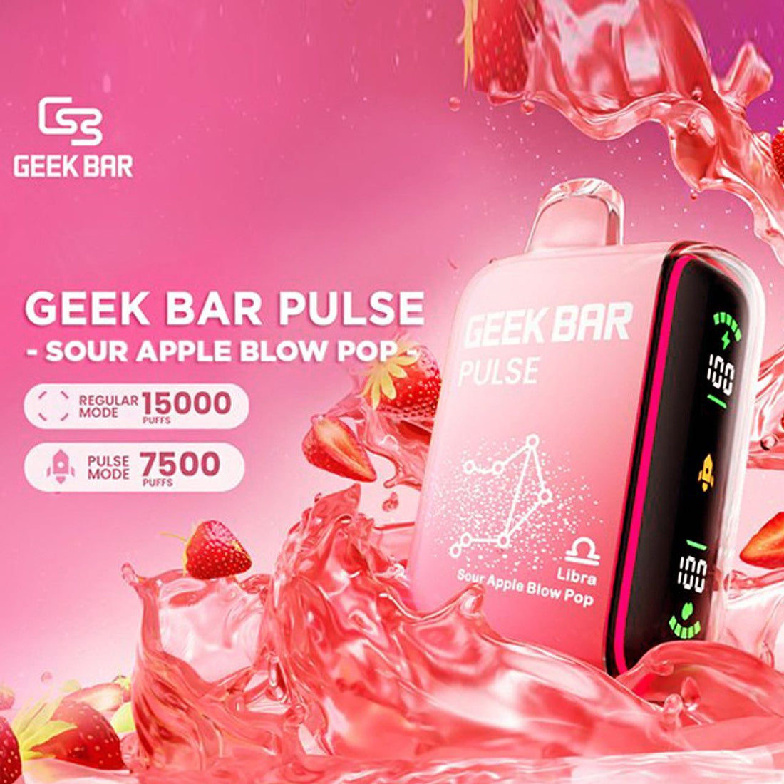 Watermelon Flavor Geek Bar Pulse Vape 15000 puffs Disposable Frozen Edition vape pen with watermelon design, perfect for fruity flavor enthusiasts