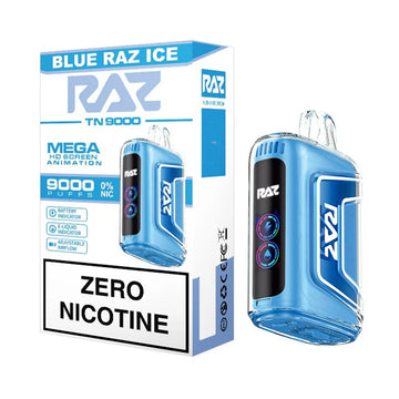 Blue raz ice Flavor RAZ Vape TN9000 Zero nicotine vape product illustration