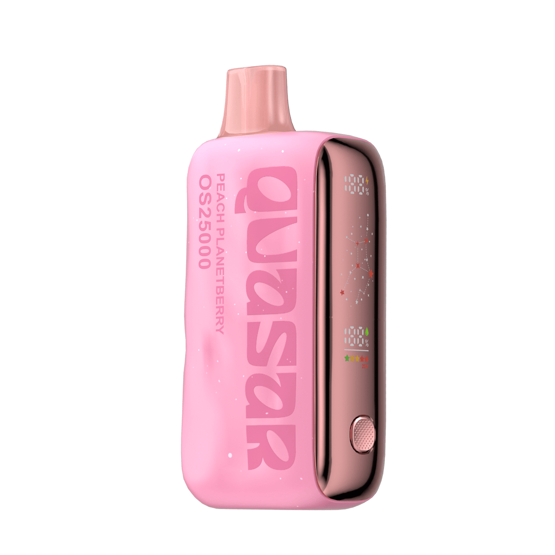 Vibrant and colorful image of Peach Planetberry Flavor Lost Mary Vape Quasar OS25000 Disposable Vape showcasing its 25K Puffs capacity