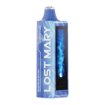 Blue Razz Ice Flavor Lost Mary Vape MO20000 Pro 20000 Puffs Disposable vape pen with blue and white packaging on a white background