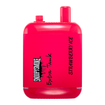 A close-up image of a Strawberry Ice Snoopy Smoke Extra Tank Disposable, a sleek and stylish vaping product perfect for enjoying fruity flavors on the go